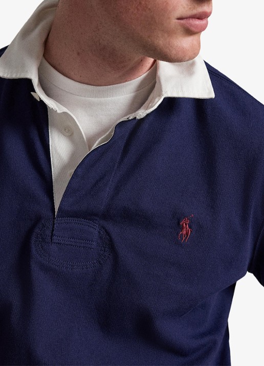 Ralph Lauren Slim fit polo van katoen met lange mouw - detail 3 newport navy / donkerblauw