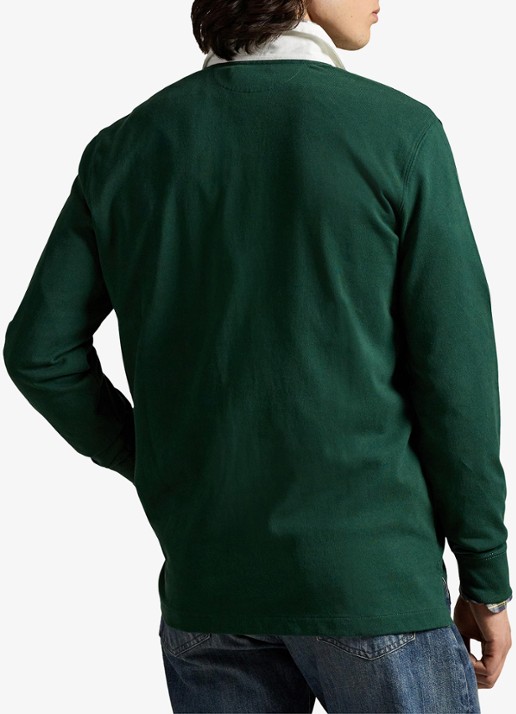 Ralph Lauren Slim fit polo van katoen met lange mouw - achterkant vintage pine / donkergroen