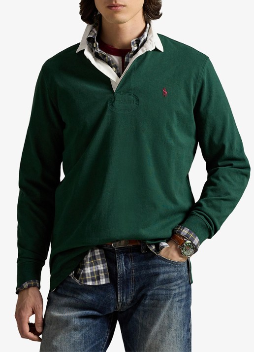 Ralph Lauren Slim fit polo van katoen met lange mouw - detail 4 vintage pine / donkergroen