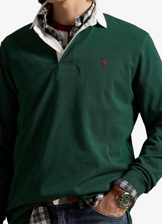 Ralph Lauren Slim fit polo van katoen met lange mouw - detail 5 vintage pine / donkergroen