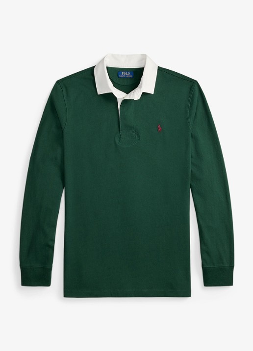 Ralph Lauren Slim fit polo van katoen met lange mouw - voorkant 2 vintage pine / donkergroen