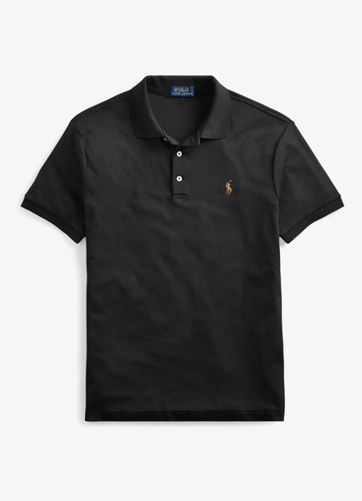Ralph Lauren Slim fit polo van katoen - voorkant 2 polo black / zwart