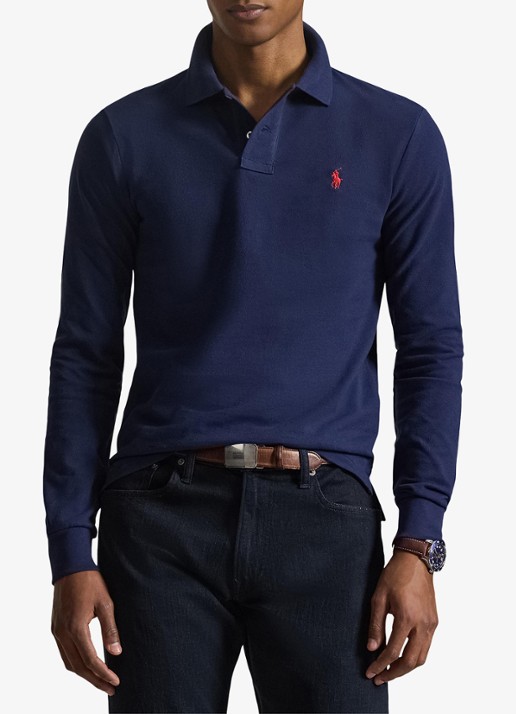 Ralph Lauren Slim fit polo van piqué katoen met lange mouw