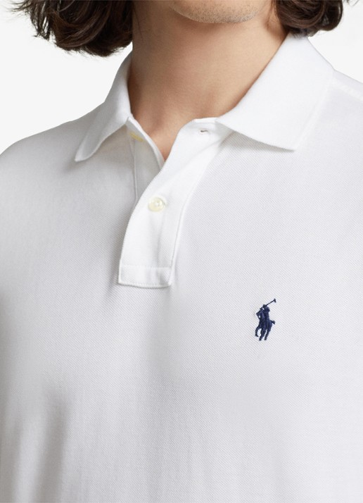Ralph Lauren Slim fit polo van piqué katoen met lange mouw - detail 4 white / wit