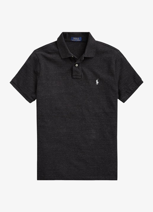 Ralph Lauren Slim fit polo van piqué katoen - voorkant black marl heather