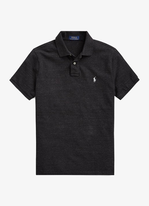 Ralph Lauren Slim fit polo van piqué katoen - voorkant 3 black marl heather