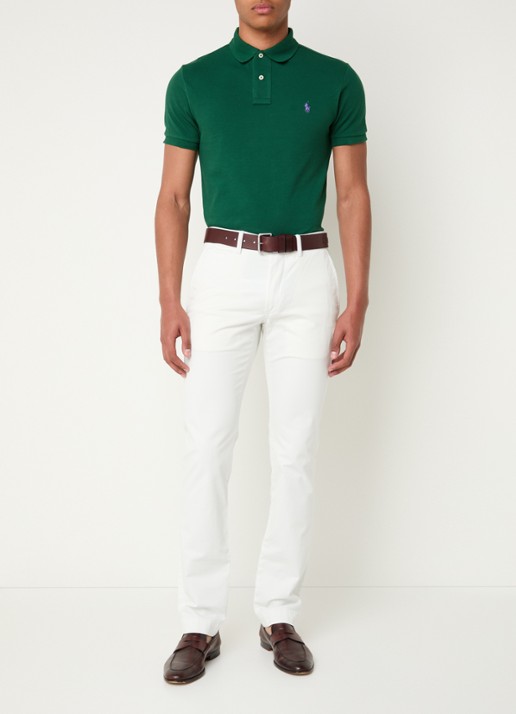 Ralph Lauren Slim fit polo van piqué katoen - voorkant 2 new forest / donkergroen
