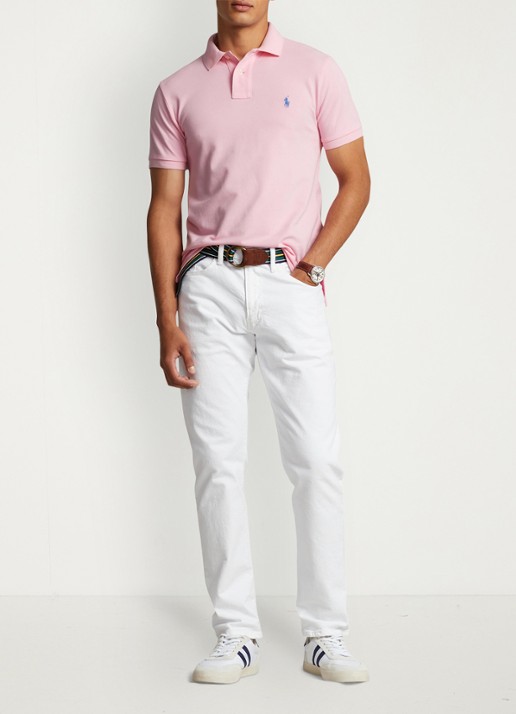 Ralph Lauren Slim fit polo van piqué katoen - voorkant 4 carmel pink/c7349