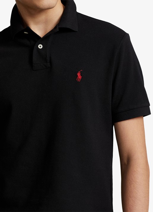 Ralph Lauren Slim fit polo van piqué katoen - detail 4 polo black/c3870