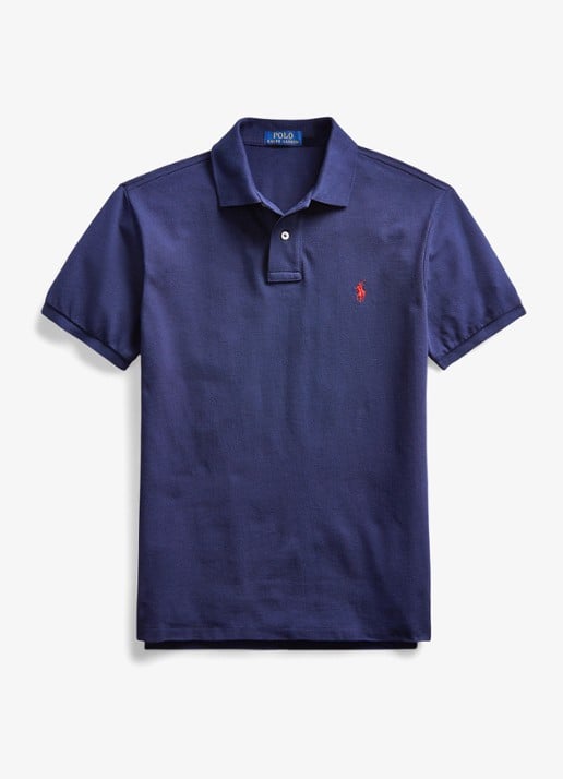 Ralph Lauren Slim fit polo van piqué katoen - voorkant newport navy / donkerblauw