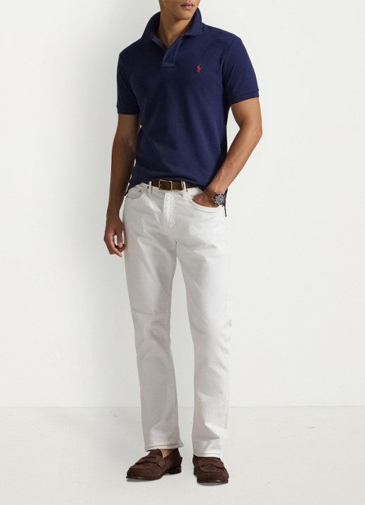 Ralph Lauren Slim fit polo van piqué katoen - voorkant 2 newport navy / donkerblauw