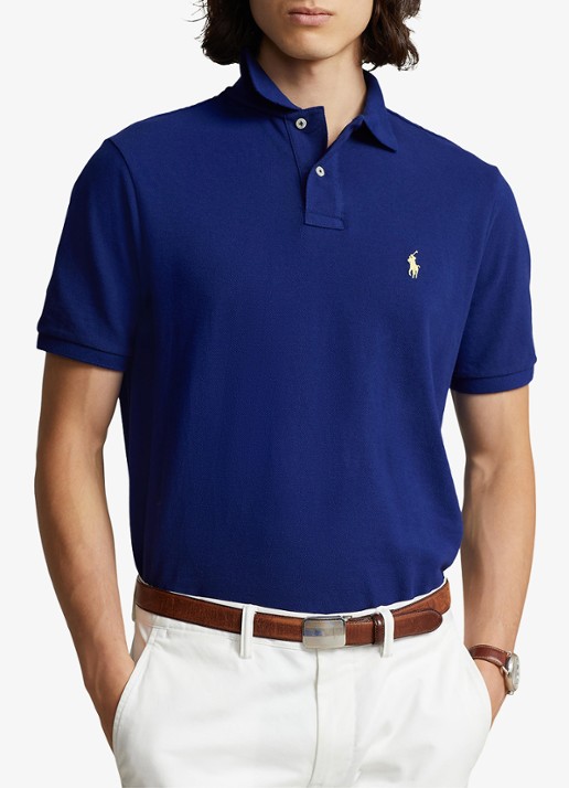 Ralph Lauren Slim fit polo van piqué katoen - detail 4 fall royal / blauw