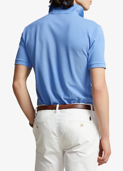 Ralph Lauren Slim fit polo van piqué katoen - achterkant harbor island blue/c7998