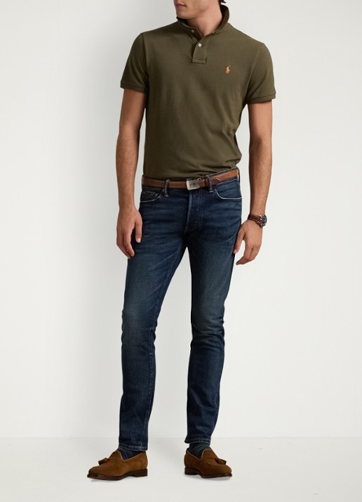 Ralph Lauren Slim fit polo van piqué katoen - voorkant 5 canopy olive / groen