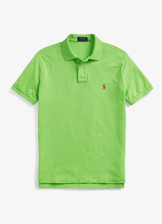 Ralph Lauren Slim fit polo van piqué katoen - voorkant 5 kiwi lime/c3867