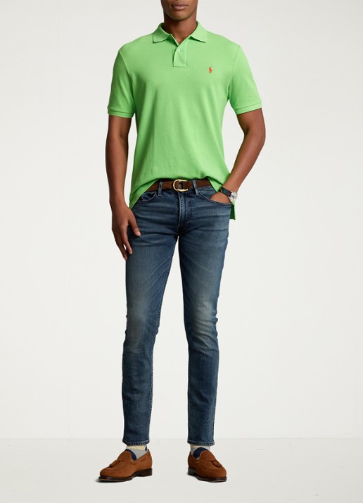 Ralph Lauren Slim fit polo van piqué katoen - voorkant 6 kiwi lime/c3867