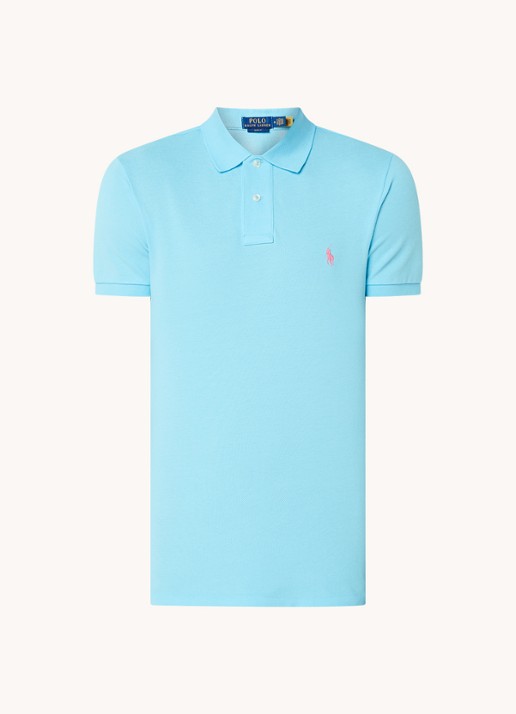 Ralph Lauren Slim fit polo van piqué katoen - voorkant turquoise nova / blauw