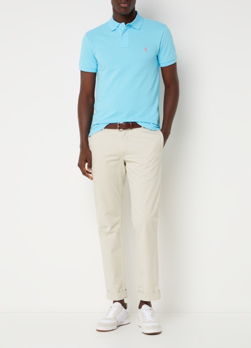 Ralph Lauren Slim fit polo van piqué katoen - voorkant 2 turquoise nova / blauw