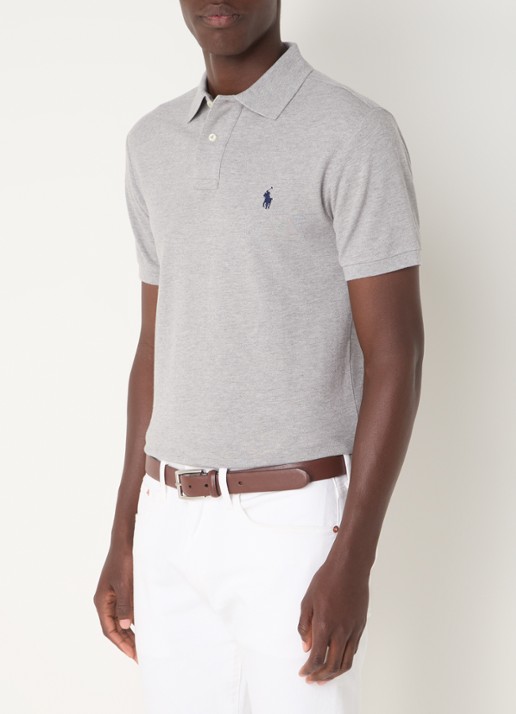 Ralph Lauren Slim fit polo van piqué katoen - detail andover heather / grijs