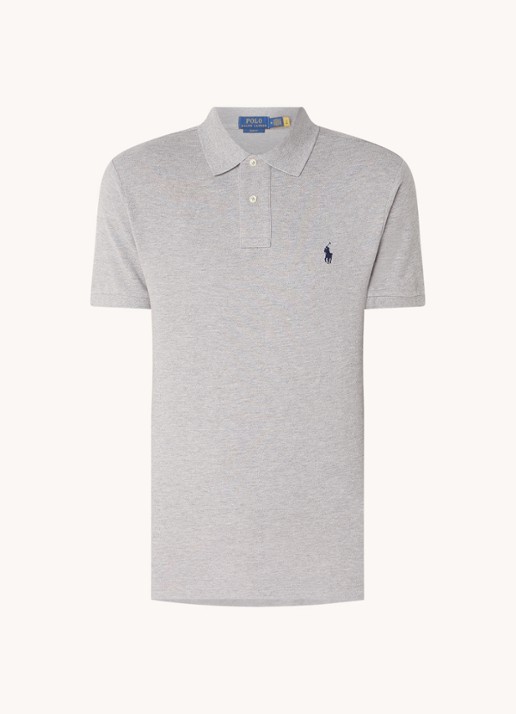 Ralph Lauren Slim fit polo van piqué katoen - voorkant 2 andover heather / grijs