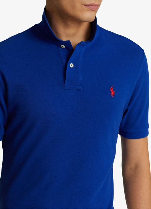 Ralph Lauren Slim fit polo van piqué katoen - detail 2 heritage royal / blauw