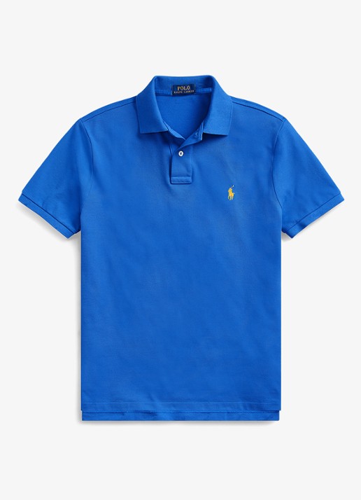 Ralph Lauren Slim fit polo van piqué katoen - voorkant new iris blue / blauw