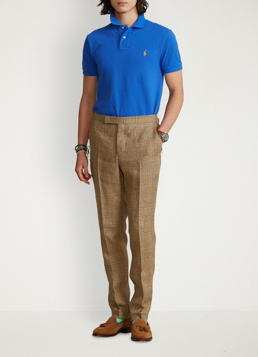 Ralph Lauren Slim fit polo van piqué katoen - voorkant 2 new iris blue / blauw