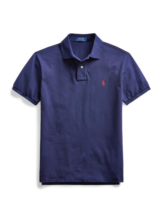 Ralph Lauren Slim fit polo van piqué katoen - voorkant 3 newport navy / donkerblauw
