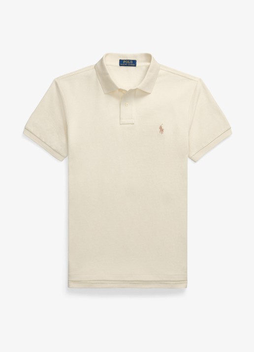 Ralph Lauren Slim fit polo van piqué katoen - voorkant parchment cream/c8634-3zob