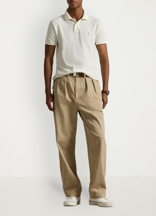 Ralph Lauren Slim fit polo van piqué katoen - voorkant 2 parchment cream/c8634-3zob