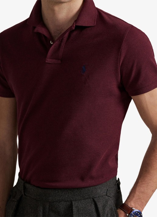 Ralph Lauren Slim fit polo van piqué katoen - detail 4 spring wine heather/c7996-3t06