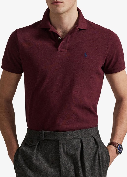 Ralph Lauren Slim fit polo van piqué katoen - voorkant 2 spring wine heather/c7996-3t06