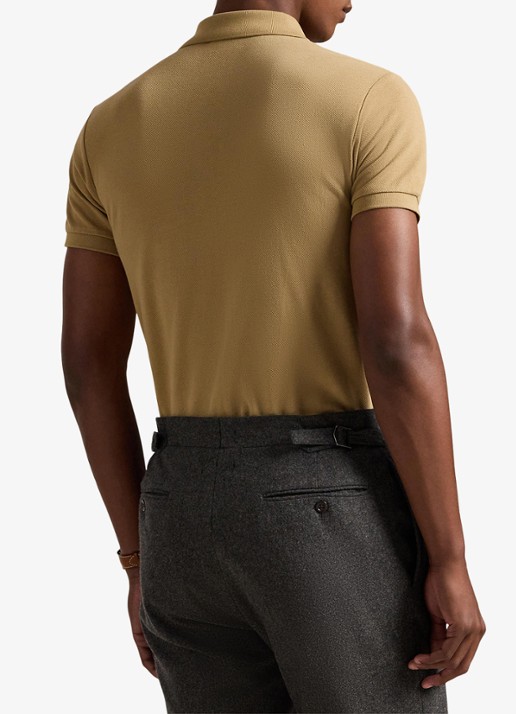 Ralph Lauren Slim fit polo van piqué katoen - achterkant 3 cafe tan / beige