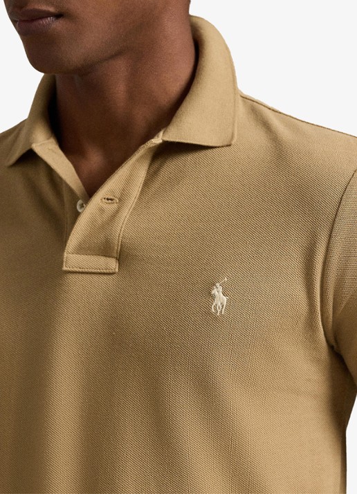 Ralph Lauren Slim fit polo van piqué katoen - detail 2 cafe tan / beige