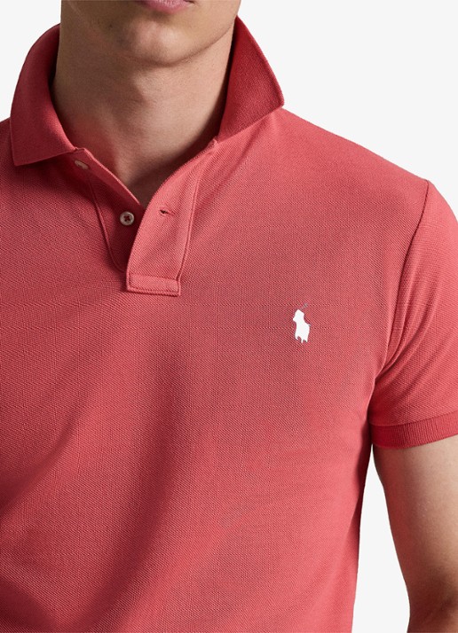 Ralph Lauren Slim fit polo van piqué katoen - detail 5 red sky / rood