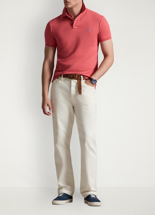 Ralph Lauren Slim fit polo van piqué katoen - voorkant 3 red sky / rood