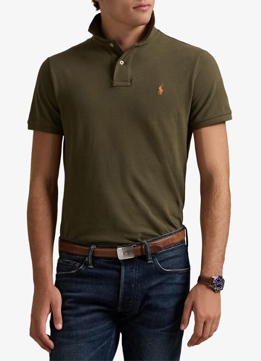 Ralph Lauren Slim fit polo van piqué katoen - detail 4 canopy olive