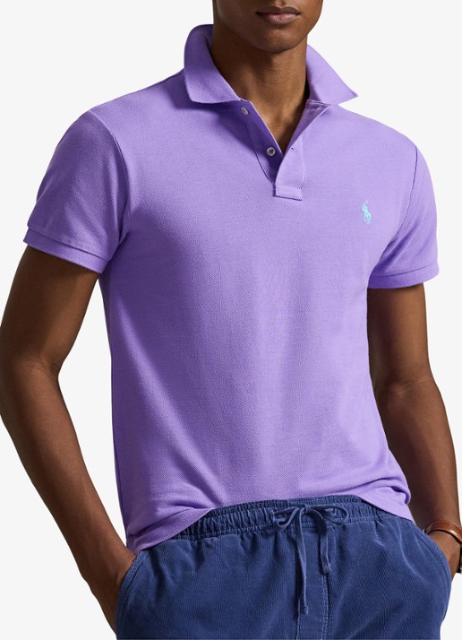 Ralph Lauren Slim fit polo van piqué katoen - detail 4 cactus purple/c6103-3el6