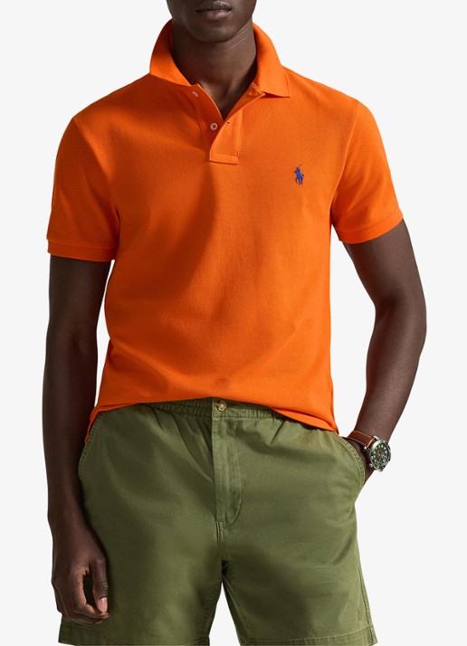 Ralph Lauren Slim fit polo van piqué katoen - detail 4 sailing orange
