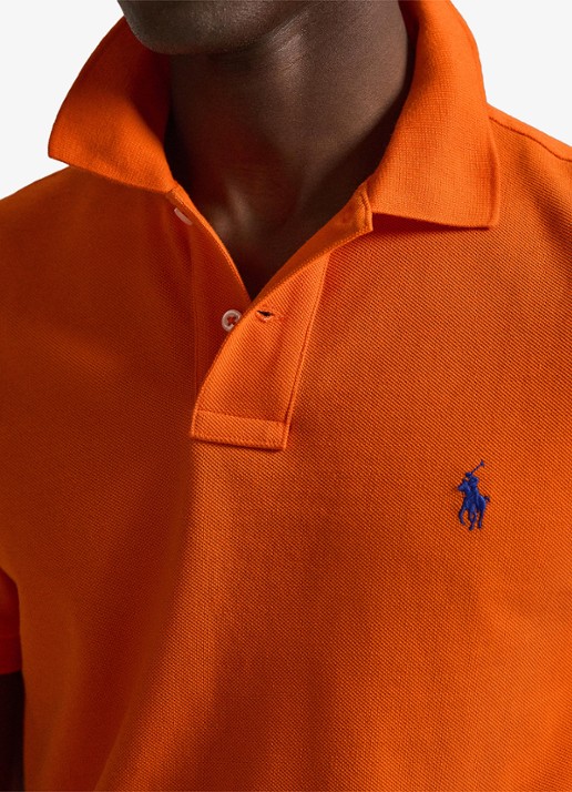 Ralph Lauren Slim fit polo van piqué katoen - detail 5 sailing orange
