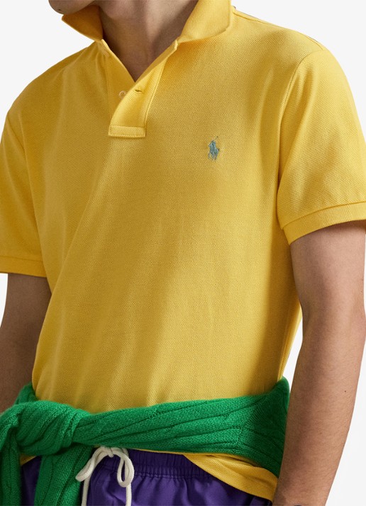 Ralph Lauren Slim fit polo van piqué katoen - detail 5 sunfish yellow/c7109-zxvx