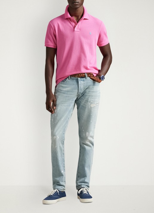 Ralph Lauren Slim fit polo van piqué katoen - voorkant 2 baja pink/c6995-zyvc
