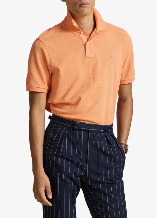 Ralph Lauren Slim fit polo van piqué katoen - voorkant 2 pompano orange/c5566-47x1