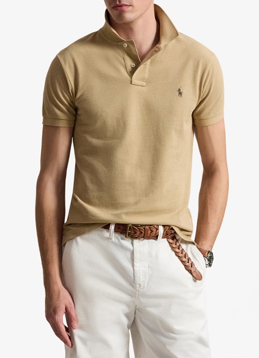 Ralph Lauren Slim fit polo van piqué katoen - voorkant 5 vintage khaki / khaki