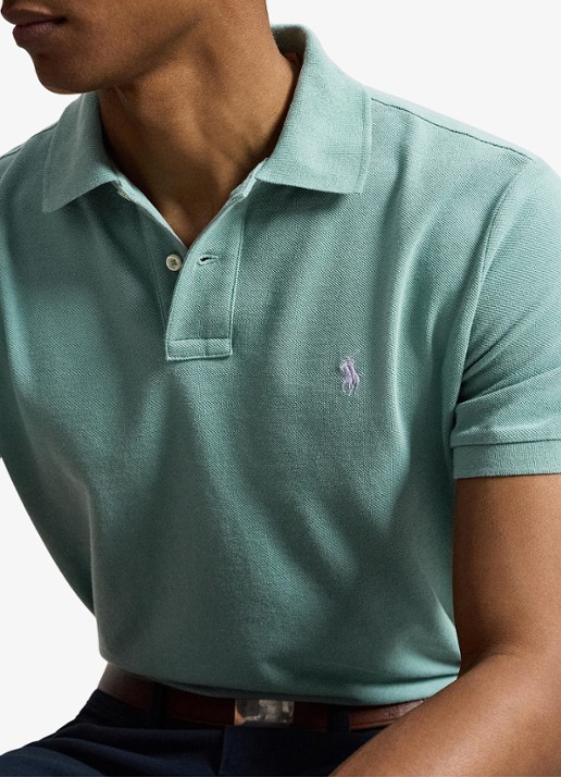 Ralph Lauren Slim fit polo van piqué katoen - detail 3 greenscape / groen