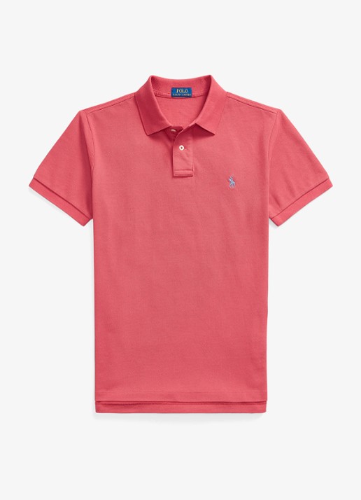 Ralph Lauren Slim fit polo van piqué katoen - voorkant nantucket red / rood