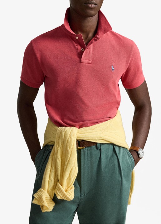 Ralph Lauren Slim fit polo van piqué katoen - voorkant 2 nantucket red / rood