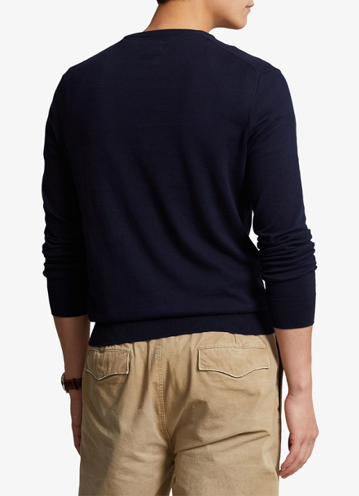 Ralph Lauren Slim fit pullover van katoen - achterkant 7 hunter navy / blauw
