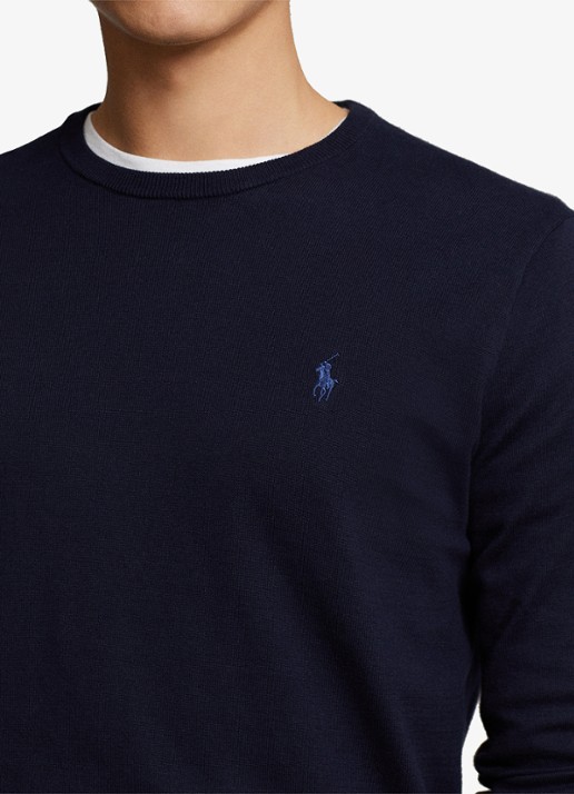 Ralph Lauren Slim fit pullover van katoen - detail 5 hunter navy / blauw