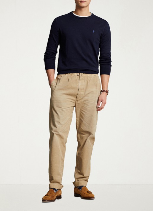 Ralph Lauren Slim fit pullover van katoen - voorkant 2 hunter navy / blauw